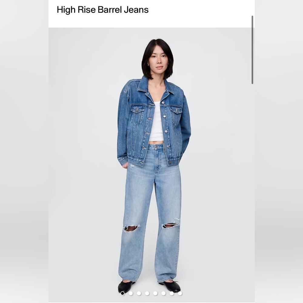 Gap Womens Barrel Jeans Size 33 / 16 tall Ripped Distressed High Rise Denim NWT